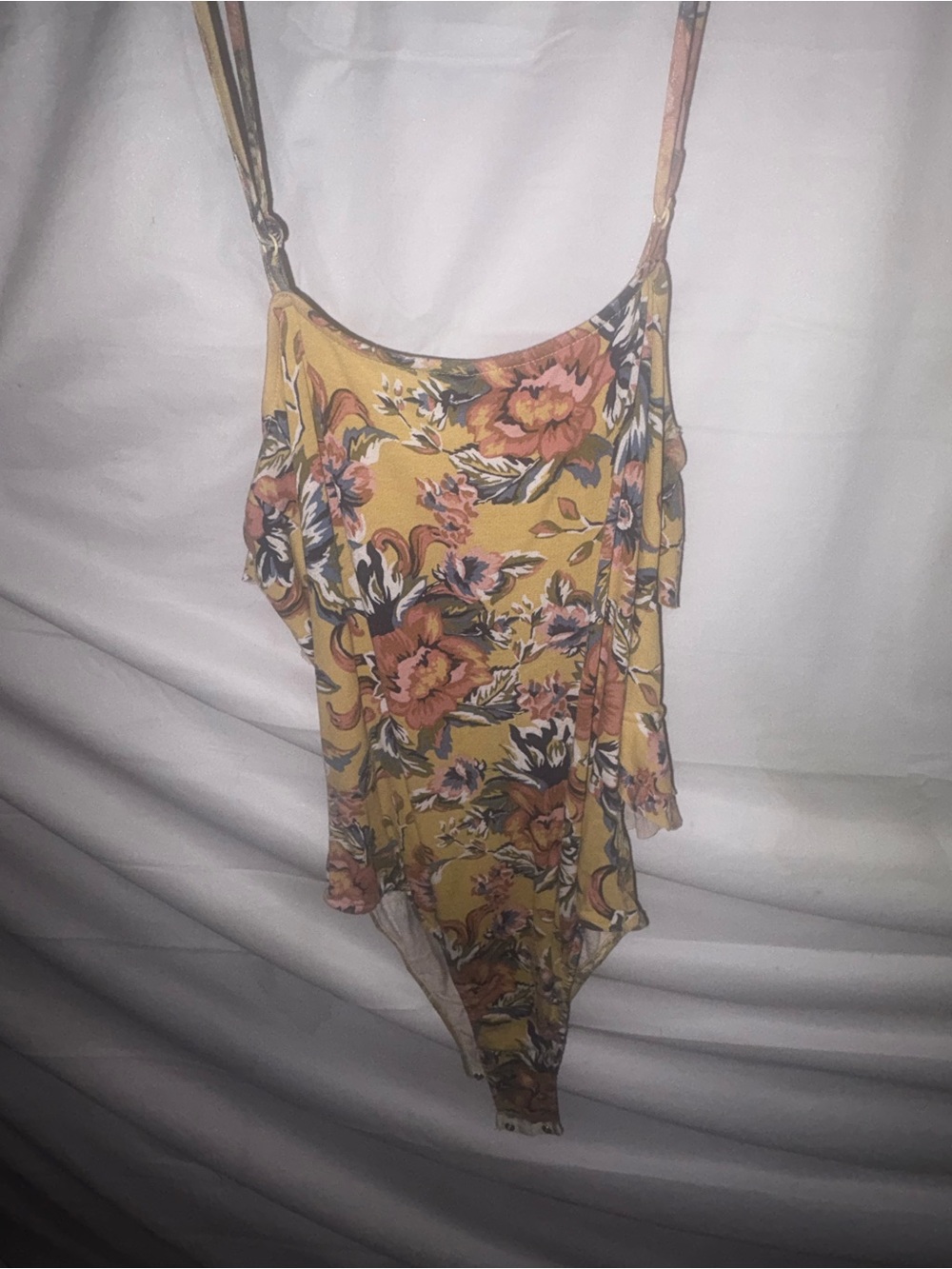 Nordstrom Yellow Floral Bandeau Bodysuit with Adjustable Straps